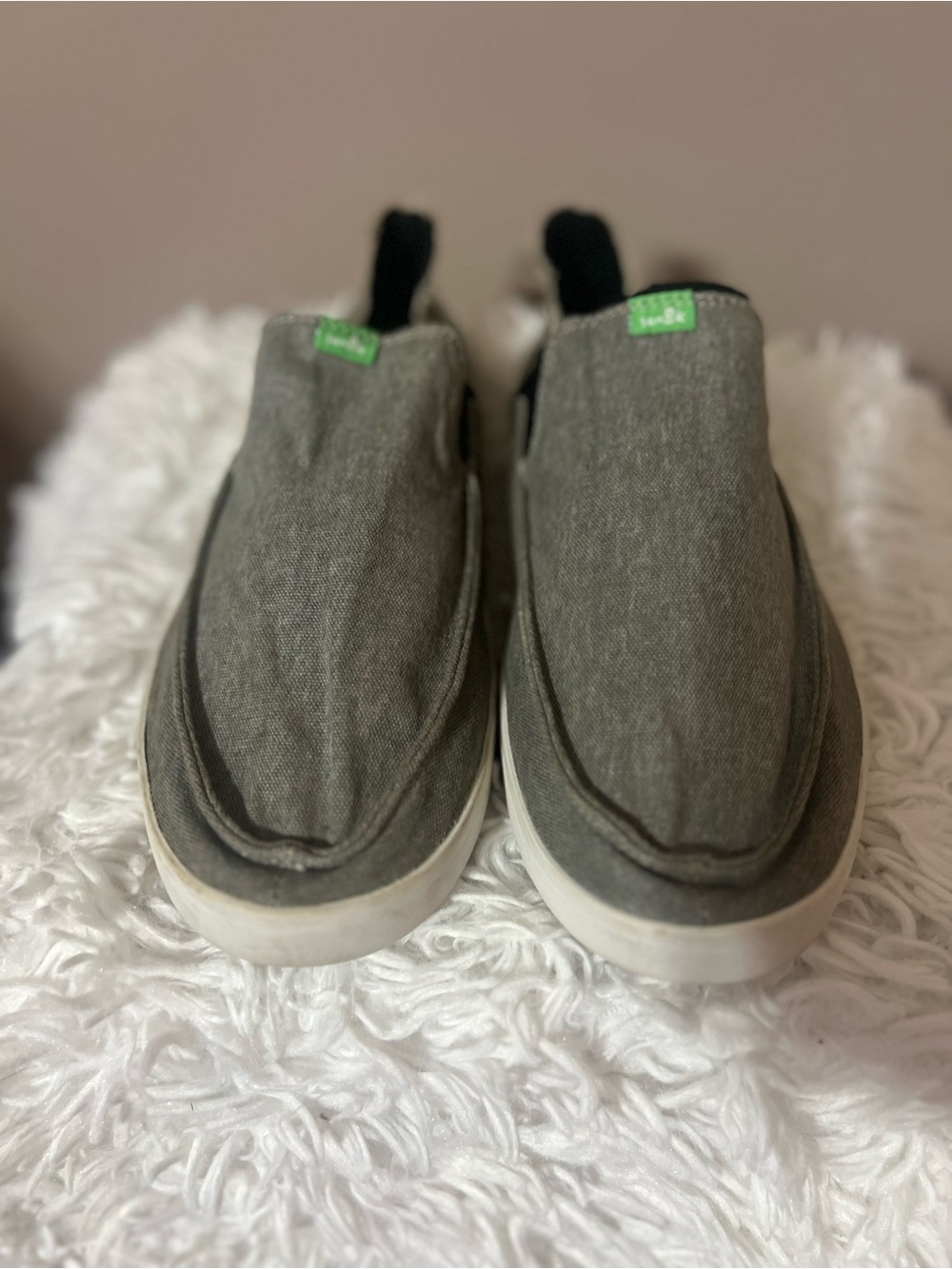 Sanuk men’s Gray Slip-On Canvas Shoes size 10